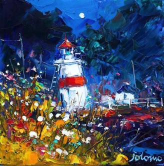 Moonrise The Wee Lighthouse Crinan 12x12